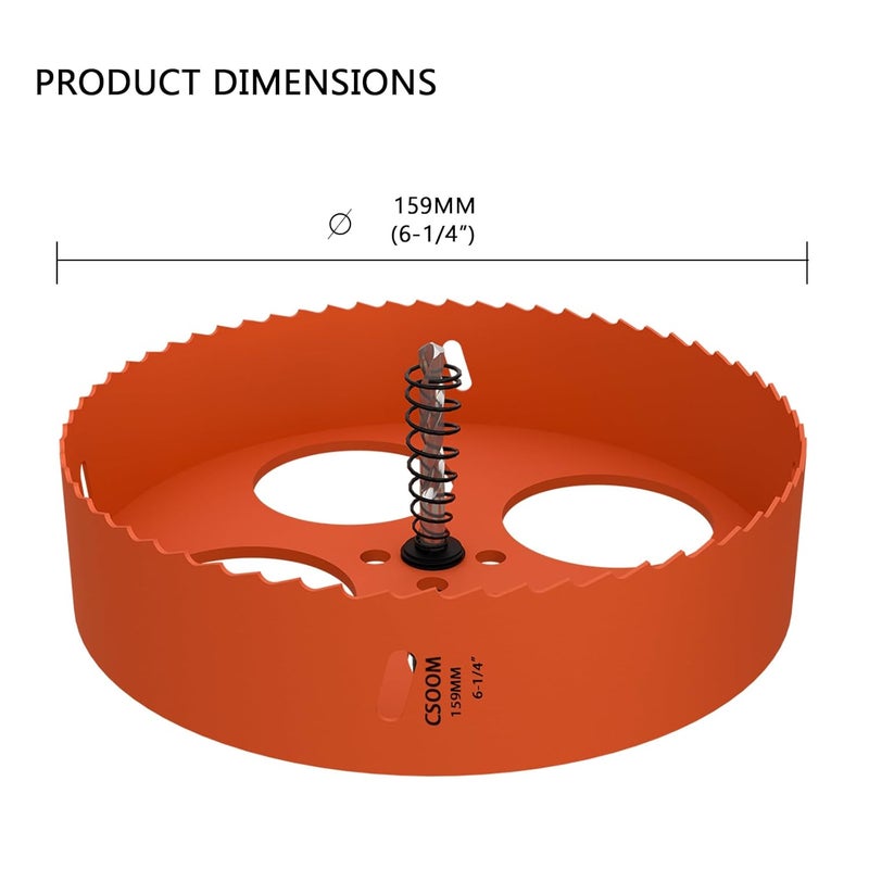 CSOOM 6-1/4" (159mm) Bi-Metal Hole Saw for Plastic, Wood, Plywood, Thin Steel and Thin Aluminum Sheets - Image 2